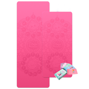 Mummy and Me Yoga Set - Sun & Moon | Matching Pink Yoga Mats for Adults and Kids | Free Yoga Cards | Eco-Friendly | Non-Toxic