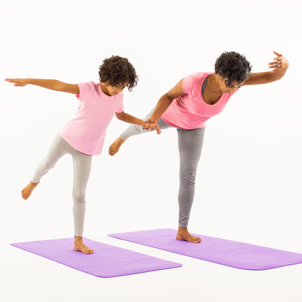 Mummy and Me Yoga Set - Cloud | Matching Purple Yoga Mats for Adults and Kids | Free Yoga Cards | Eco-Friendly | Non-Toxic